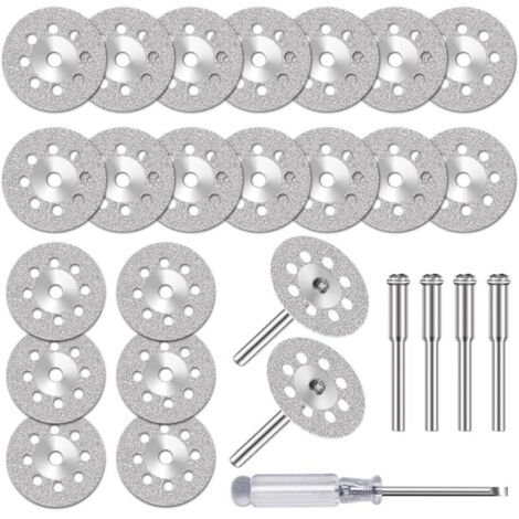 Lot de 20 disques diamant 22mm pour Dremel – Mandrin 3mm – Coupe précise pierre, verre, céramique – Haute efficacité et durabilité