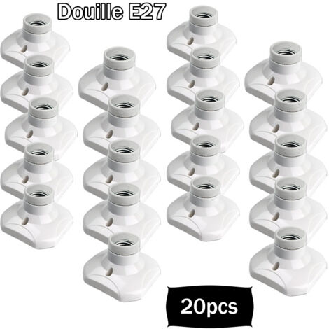 Lot de 20 douilles à vis E27 pour plafonnier, douille pour éclairage de garage E27, courant 220-240 V, douille pour ampoule LED, douille pour plafonnier E27, douille pour applique murale en plastique,