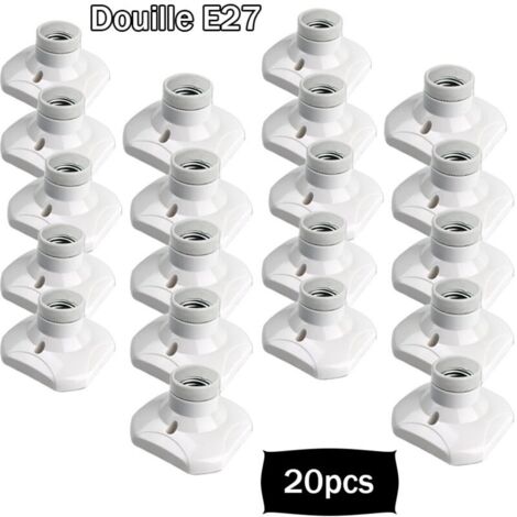 Lot de 20 douilles à vis E27 pour plafonnier, douille pour éclairage de garage E27, courant 220-240 V, douille pour ampoule LED, douille pour plafonnier E27, douille pour applique murale en plastique,