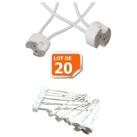 Lot de 20 Douilles Culot GU5.3 (MR16) pour Ampoule Halogène ou Led