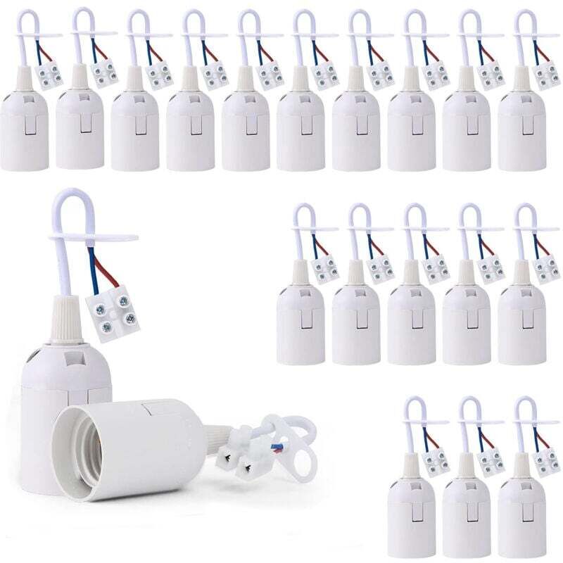 Lot de 20 douilles de lampe E27 avec testeur de phase, douille suspendue pour chantier de construction, douille de remplacement pour rénovation,
