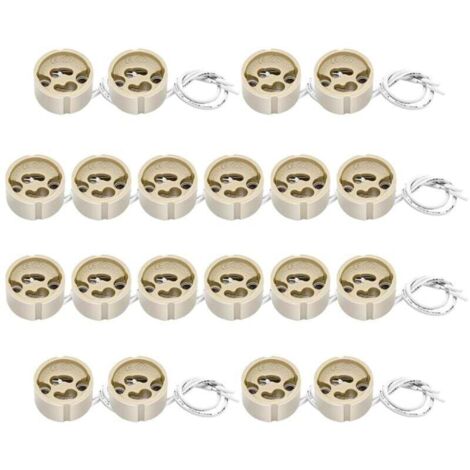 Lot de 20 Douilles GU10 Céramique avec Câble de 12 cm en Silicone, Culot pour Ampoule GU10 LED et Halogène, 0-250V, 200W Max