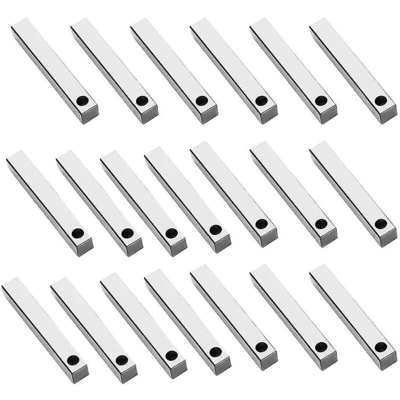 Lot de 20 ébauches d'estampage rectangulaires 3D en acier inoxydable, 1 1/2 pouce de long x 1/4 pouce de pendentifs en métal estampé