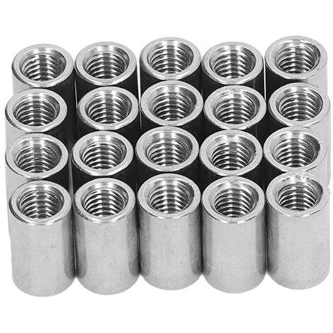 Lot de 20 écrous de raccordement en acier inoxydable M8, filetage femelle, pour connexion de tige ronde.