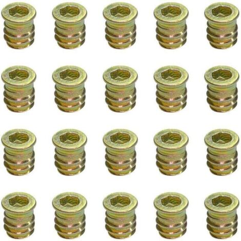 Lot de 20 écrous filetés pour meubles en bois M6 x 13 mm
