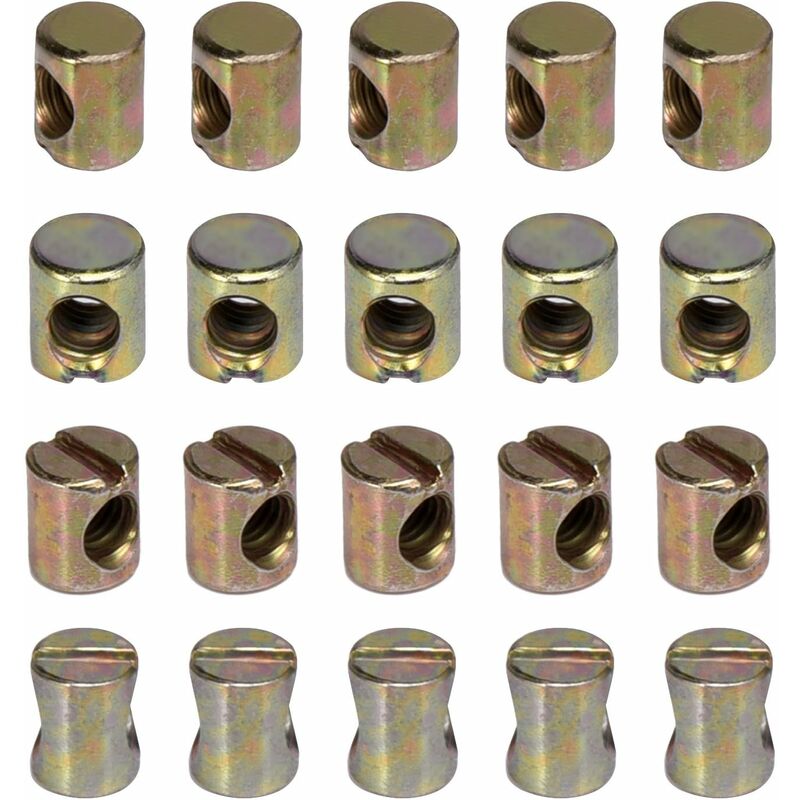 Jusch - Lot de 20 écrous M6 à fente pour meubles, chaises, lits, berceaux