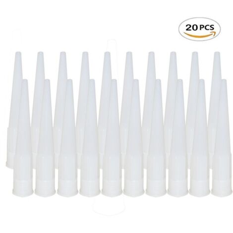 Lot de 20 Embout Douille Pistolet Silicone Cartouche Douilles Silicone Buses de Rechange pour Mastic Adhésif en Silicone avec Grattoir Plastique pour Calfeutrer Extension Remplacement Calfeutrage