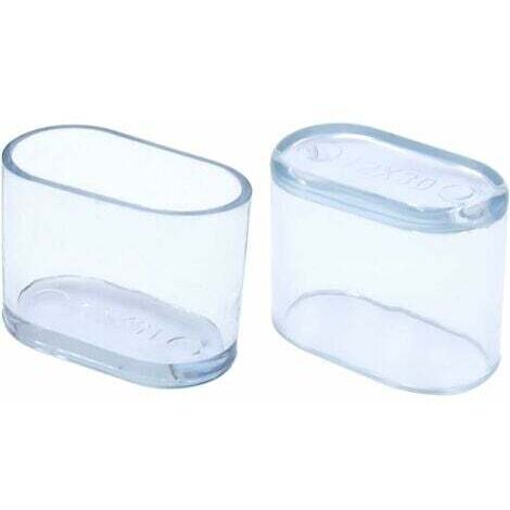 Lot de 20 Embouts de Pieds de Chaise ovales Transparents en PVC Souple pour Pieds de Chaise et de Table 15 x 30 mm (1,5 x 3,0 cm)