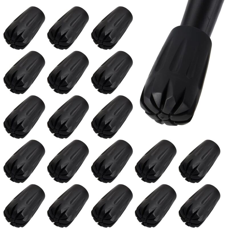 Fitags - Lot de 20 embouts de rechange en caoutchouc pour bâtons de marche, embouts en caoutchouc pour marche nordique, protections de bâtons de