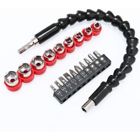 Lot de 20 embouts de tournevis flexibles pour extension de tige 295 mm