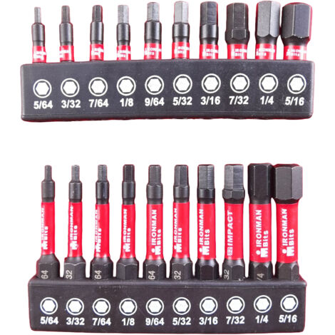Lot de 20 embouts hexagonaux en pouces, 2", acier S2, magnétiques, pour visseuse à choc
