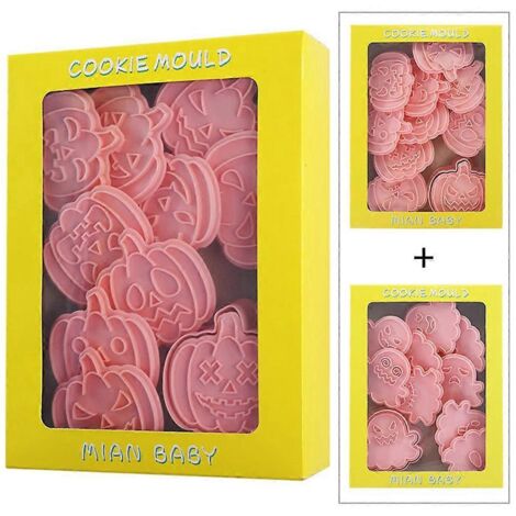 Lot de 20 emporte-pièces à pression pour biscuits, série Halloween (dessins animés)