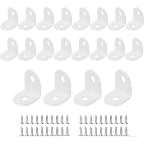 Lot de 20 Équerre d'angle,Métal 2mm,Vis incluses,Fixation meubles bois,Blanc