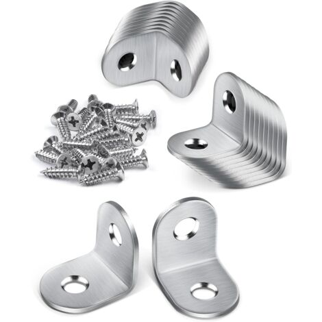 Lot de 20 Équerre Métal, 20 × 20 mm Équerre de Fixation, Equerre de Fixation 90 degrés, equerre Inox avec 40 vis, Petite Equerre Metal pour Fixation de Meubles en bois