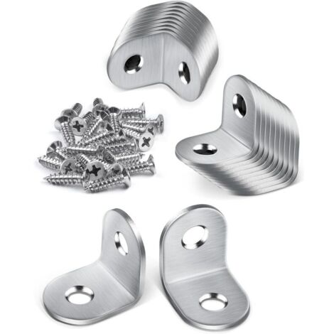 Lot de 20 Équerre Métal, 20 × 20 mm Équerre de Fixation, Equerre de Fixation 90 degrés, equerre Inox avec 40 vis, Petite Equerre Metal pour Fixation de Meubles en boisdyk-alovez