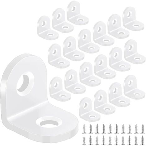 Lot de 20 équerres blanches 20x20mm, en acier carbone   Fixation pour meubles en bois, avec vis