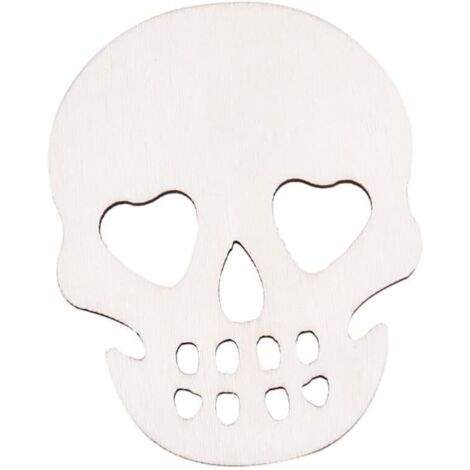 Lot de 20 étiquettes en bois en forme de crâne pour Halloween, à peindre soi-même.