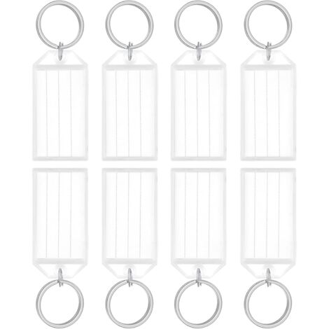 Lot de 20 étiquettes en plastique résistant 5 cm avec identificateurs d'articles blancs avec étiquettes en papier vierges, couvertures transparentes et anneaux fendus