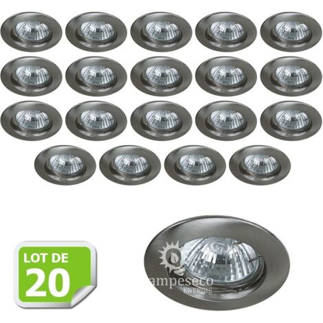 Lot de 20 Fixation de spot encastrable Classic Alu Brossé Diamètre 77mm ref. 949