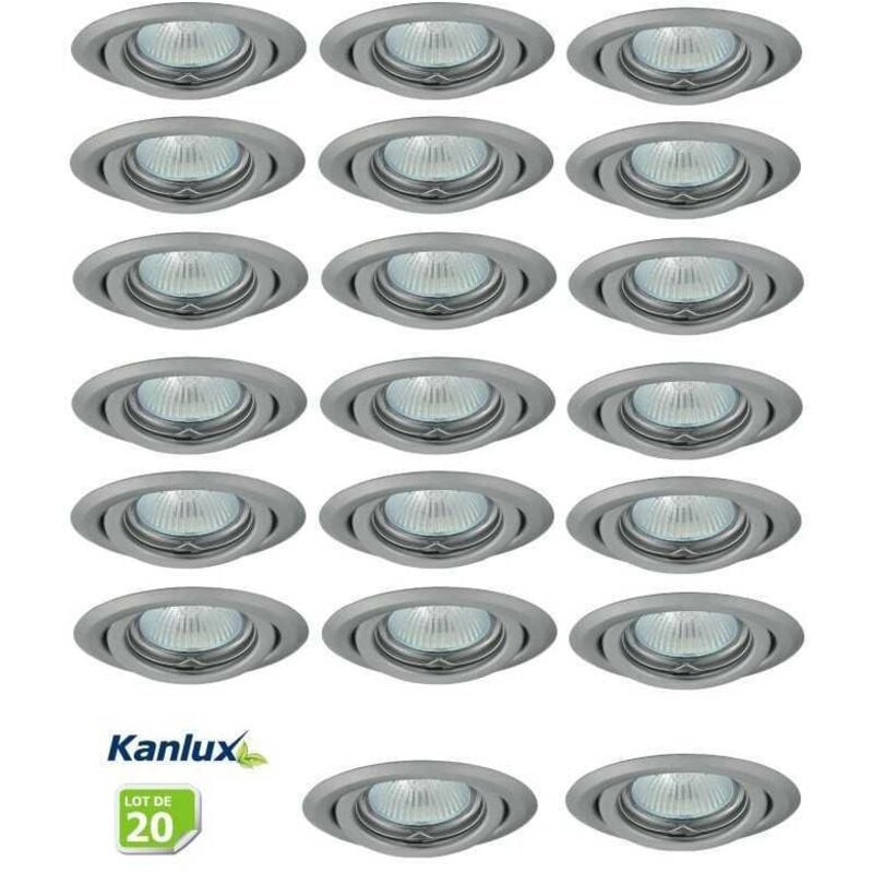 Kanlux - Lot de 20 Fixation de spot encastrable orientable chrome matt D99mm marque ref 26798