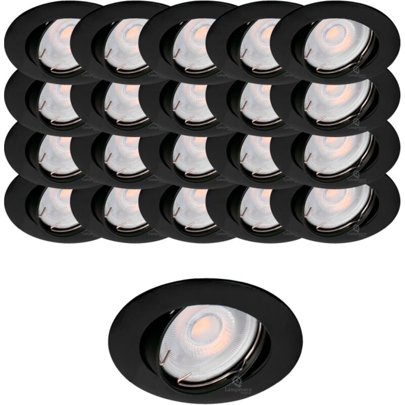 Lot de 20 Fixation Spot Encastrable Kanlux vidi Aluminium Orientable Noir Mat