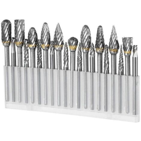 Lot de 20 fraises en carbure de tungstène super dures, outil rotatif, poignée de 1/8",compatible avec les accessoires de sculpture sur bois Dremel
