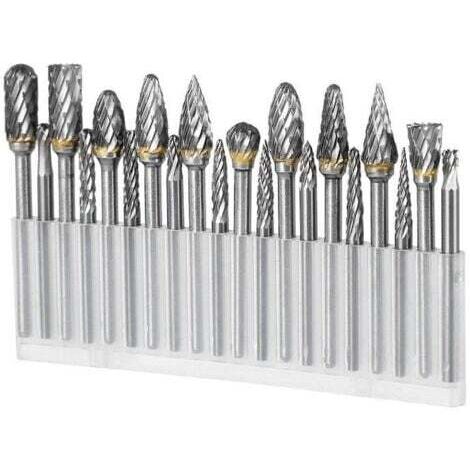 Lot de 20 fraises en carbure de tungstène super dures, outil rotatif, poignée de 1/8",compatible avec les accessoires de sculpture sur bois Dremel
