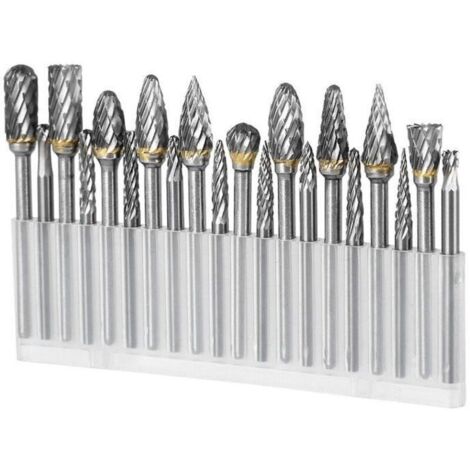 Lot de 20 fraises en carbure de tungstène super dures, outil rotatif, poignée de 1/8",compatible avec les accessoires de sculpture sur bois Dremel