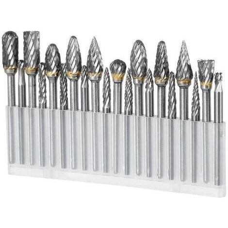 Lot de 20 fraises en carbure de tungstène super dures, outil rotatif, poignée de 1/8",compatible avec les accessoires de sculpture sur bois Dremel