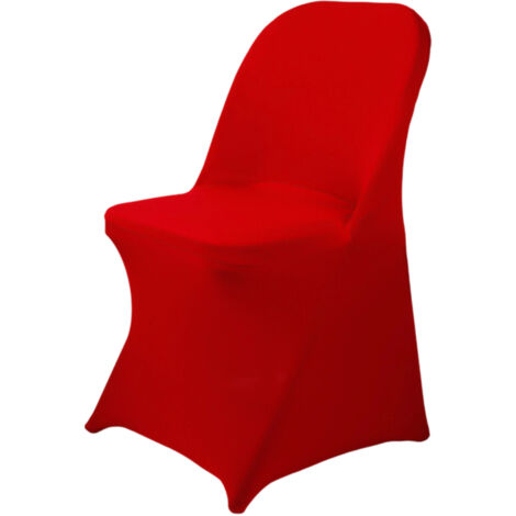 Lot de 20 housses de chaises pliantes élastiques en spandex, coupe ajustée, pour banquets, événements, mariages, fêtes et traiteurs - Rouge