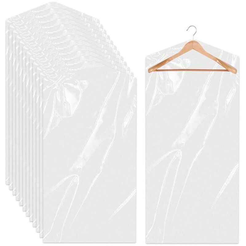 Lot de 20 housses transparentes pour vêtements - Housse anti-poussière - Sac plastique transparent pour costumes - Housse de protection pour