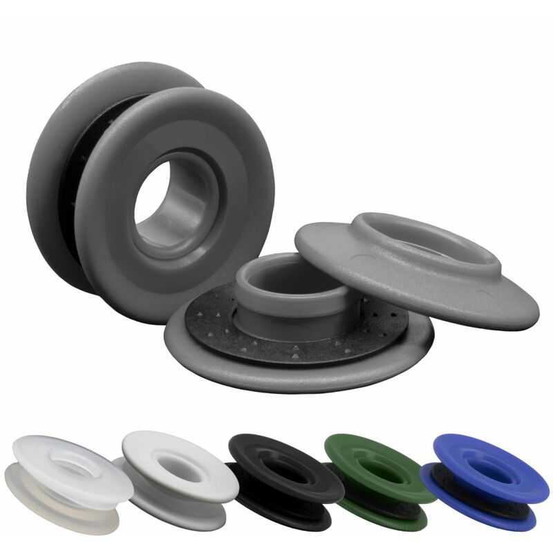 Linxor - Lot de 100 oeillets à clipser pour bâche à bulles ou autres types de bâches - Gris