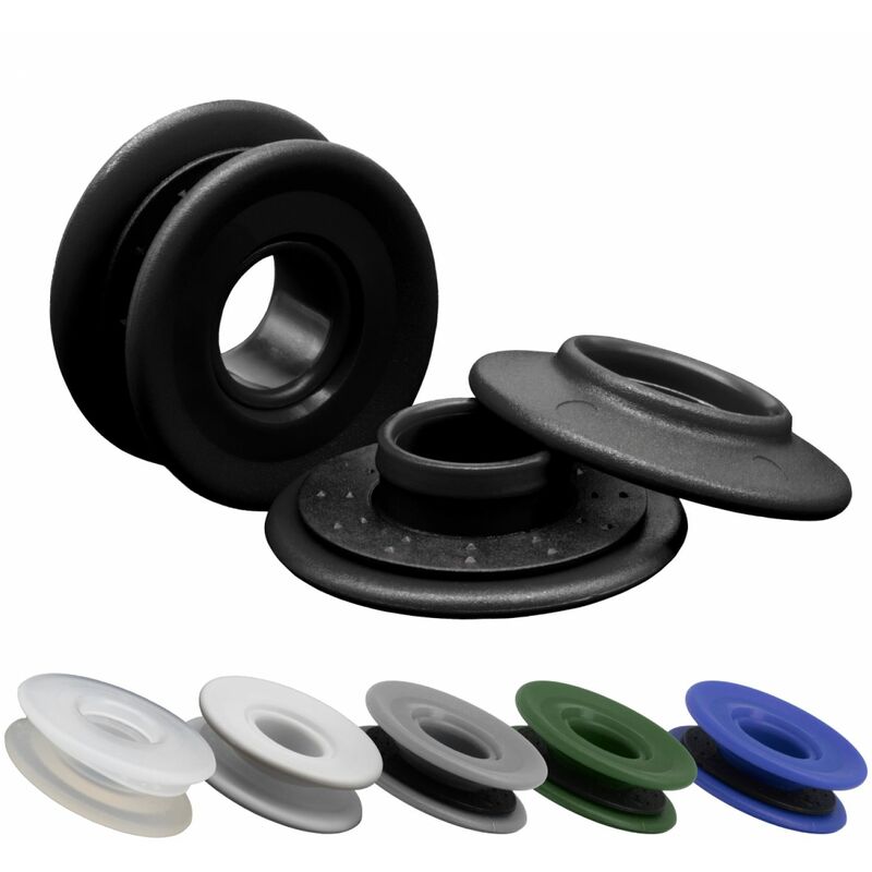 Linxor - Lot de 60 oeillets à clipser pour bâche à bulles ou autres types de bâches - Noir