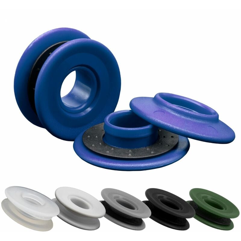 Linxor - Lot de 40 oeillets à clipser pour bâche à bulles ou autres types de bâches - Bleu