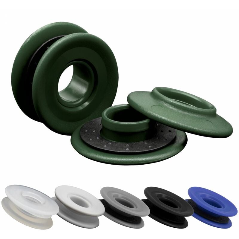 Linxor - Lot de 40 oeillets à clipser pour bâche à bulles ou autres types de bâches - Vert