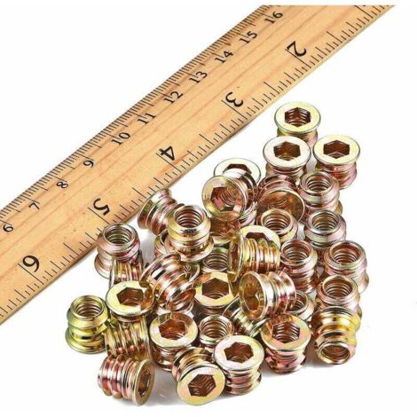 Lot de 20 inserts filetés pour vis à bois M8×15mm - Écrous à bois hexagonaux (avec clé hexagonale)