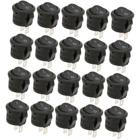 Lot de 20 Interrupteurs à Bascule en Matière Plastique, 2 Broches, 2 Positions, Diamètre 16 Mm, 3A250VAC 6A125VAC, Interrupteur pour Petits Appareils, élément de Commande