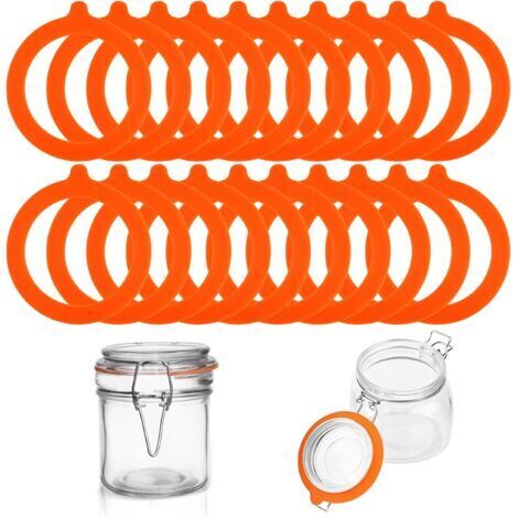 Lot de 20 Joint Bocaux Le Parfait, 70 X 95 mm Joints de Bocal en Silicone Universelles Joints D'étanchéité De Pot De Remplacement Convient aux Bocauxs Mason,Bocaux Hermétiques Faits Maison (Orange)