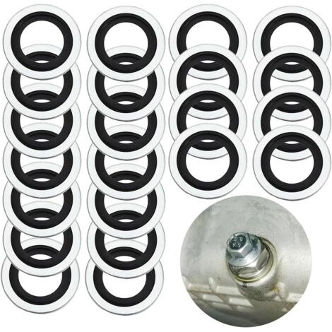 Lot de 20 joints de bouchon de vidange d'huile en aluminium pour Peugeot Citroën Renault, accessoires automobiles de rechange 110265505R, 6079970345, 8200641648, 7700266044 (20 PCS, Taille Unique)