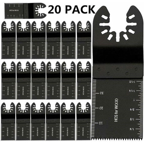 Lot de 20 Lames de Scie Oscillantes Universelles, multitool plus 34 mm Lame Outil Multifonction Précision À libération rapide Lames de scie oscillantes Pour Bosch Bois Plastique Métal Clous, Ensoleill