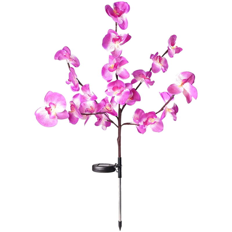 Lot de 20 lampes solaires de jardin en forme d'orchidée, idéales pour le jardinage ou l'extérieur