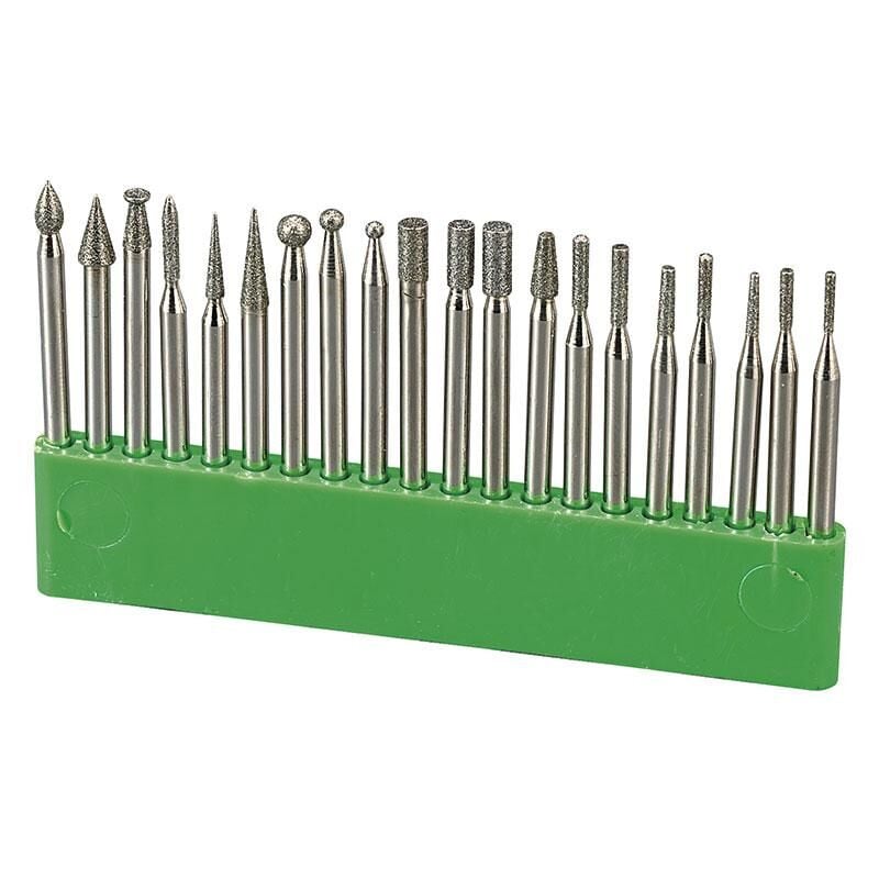 Fervi - Lot de 20 limes rotatives diamantees pour gravure tige 3 mm