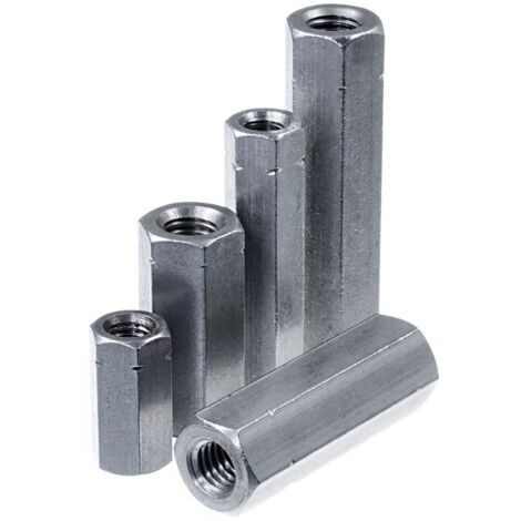 lot de 20 manchon fileté, m6, 40 mm, acier inoxydable, hexagonal, filetage intérieur continu