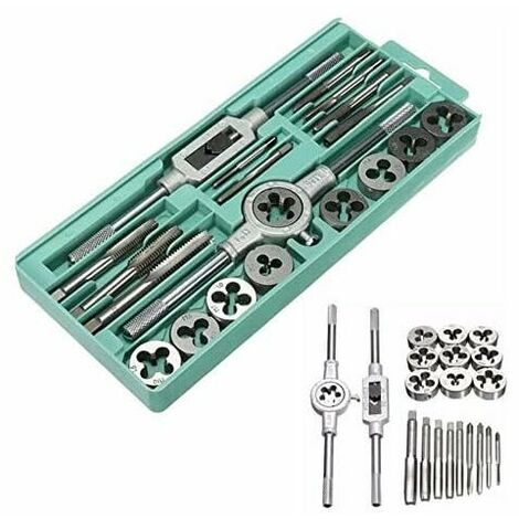 Lot de 20 matrices de tarauds en acier rapide M3-M12 à vis 25 mm
