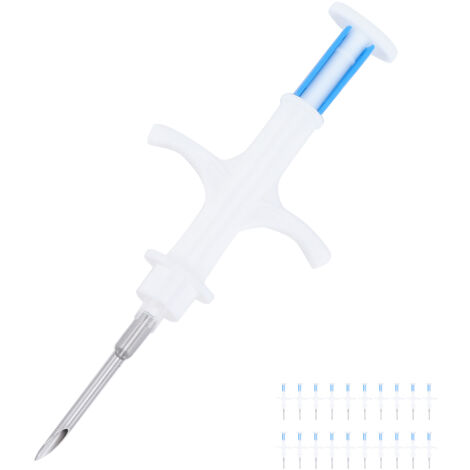 Lot de 20 micropuces électroniques RFID implantables pour animaux (chiens, chats, poissons, bétail) avec seringue (2,12 x 12 mm).