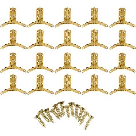 Lot de 20 mini charnières décoratives en bois avec attaches Doré