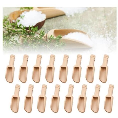 Lot de 20 Mini Cuillère en Bois Cuillères à Bonbons en Bois Mini Cuillère à Épices Petite Cuillère à Sel en Bois Cuillères à Thé