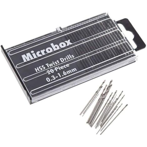 Lot de 20 mini forets hélicoïdaux en acier rapide HSS 0,3 mm-1,6 mm