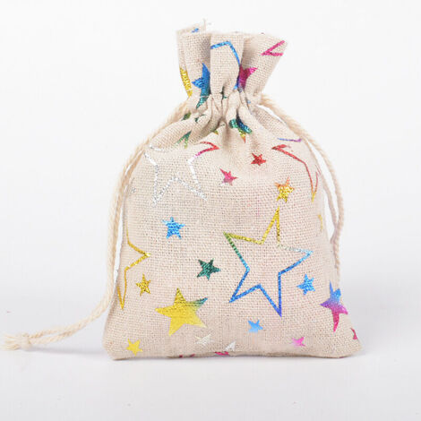 Lot de 20 mini sacs en toile de jute avec cordon de serrage pour anniversaire, mariage, Noël, 10x14 cm