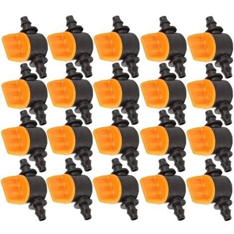 Lot de 20 mini valves d'irrigation goutte à goutte de 4 mm pour tuyau d'irrigation de 4 mm